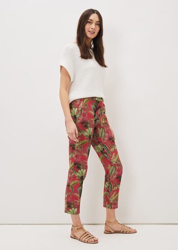 Phase Eight Desta Tropical Print Trousers Pink Australia | MK8524031